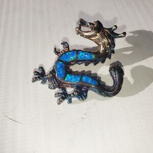 Elegant Blue and Silver Dragon Necklace